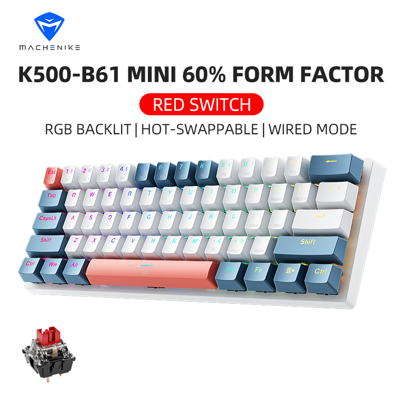 Gaming Keyboard Blue Switches - K500-B61 Machenike لوحة مفاتيح ميكانيكية صغيرة