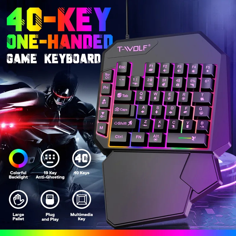 Gaming Keyboard 1 Hand - مجموعة 5 في 1: لوحة مفاتيح