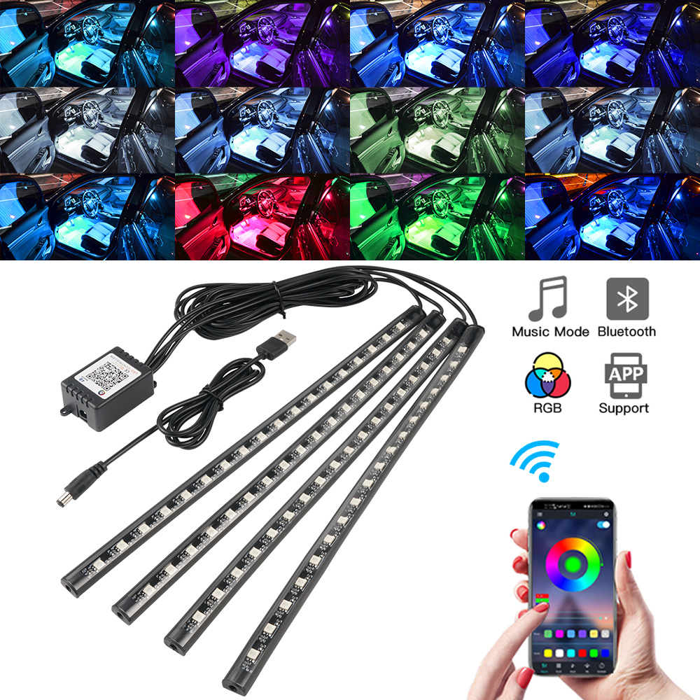 Rgb Underglow Strip - النيون LED الداخلية سيارة ضوء APP