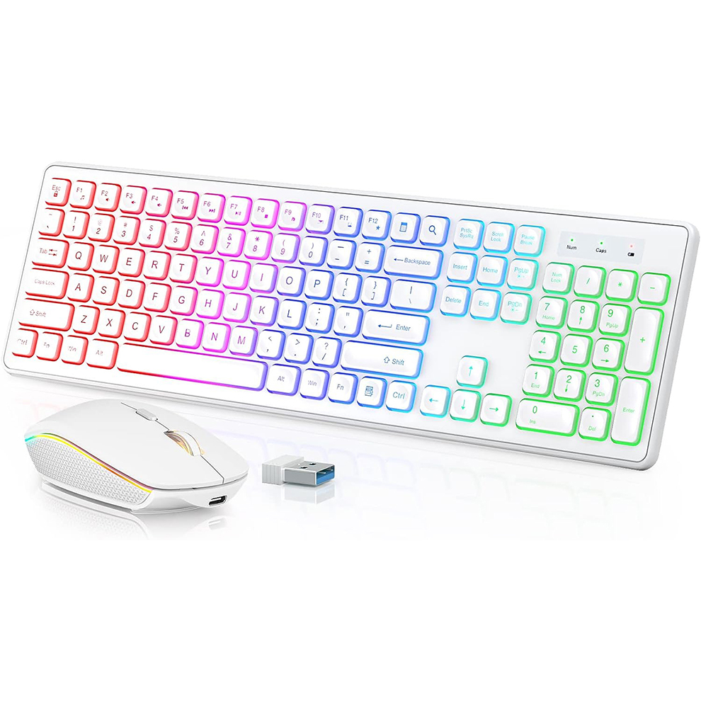 Gaming Keyboard Bundle - لوحة مفاتيح وماوس لاسلكية بإضاءة خلفية،