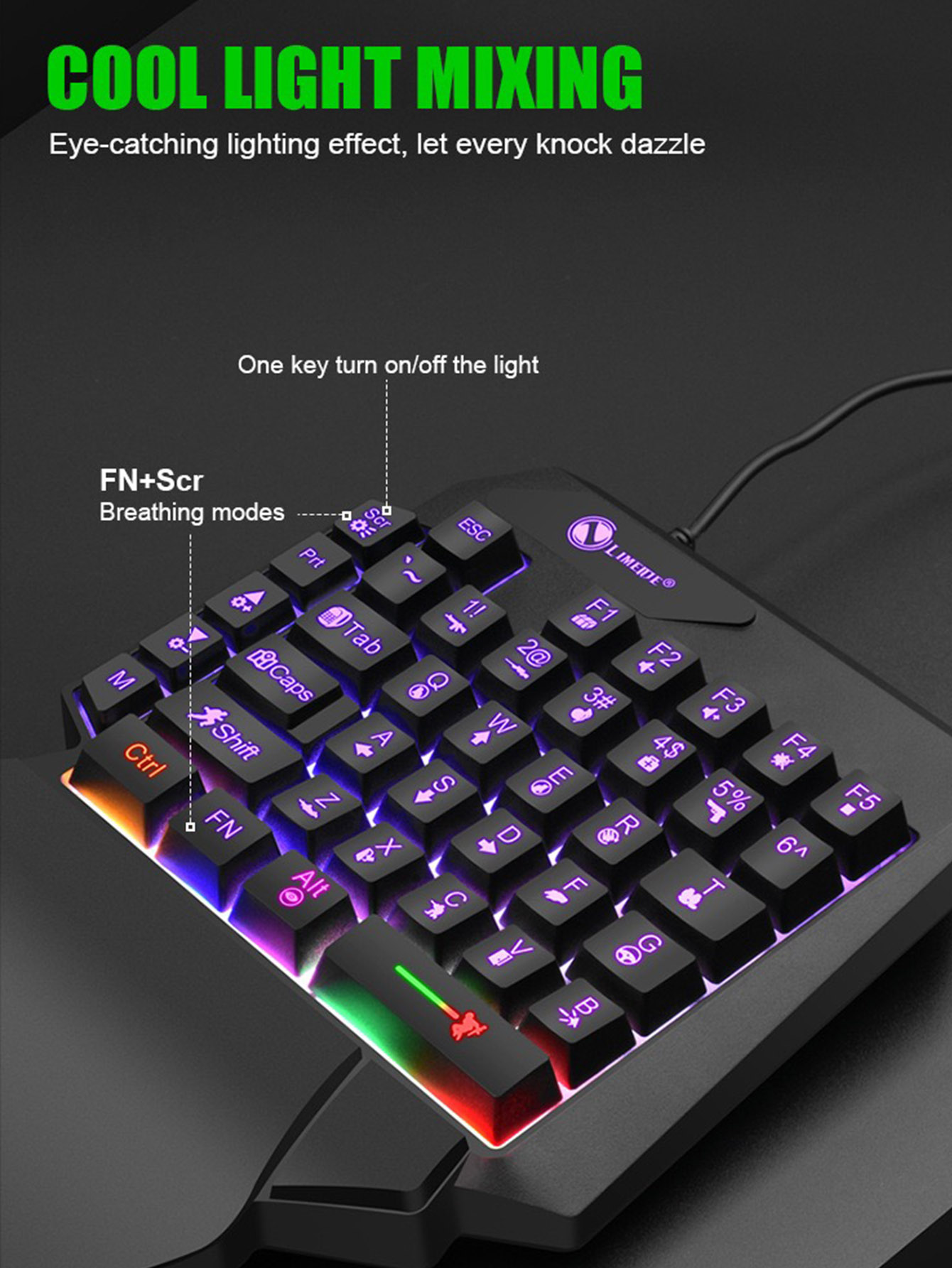 لوحة مفاتيح سلكية ميكانيكية خف - مراجعة Gaming Keyboard 1 Hand وسعره