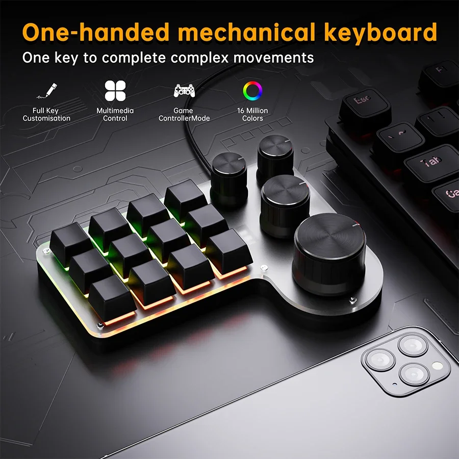 3 أوضاع 12 مفتاح لوحة المفاتيح - مراجعة Gaming Keyboard 1 Hand وسعره
