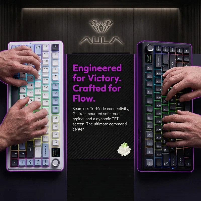 لوحة مفاتيح ميكانيكية AULA F75 - مراجعة Gaming Keyboard Wireless وسعره