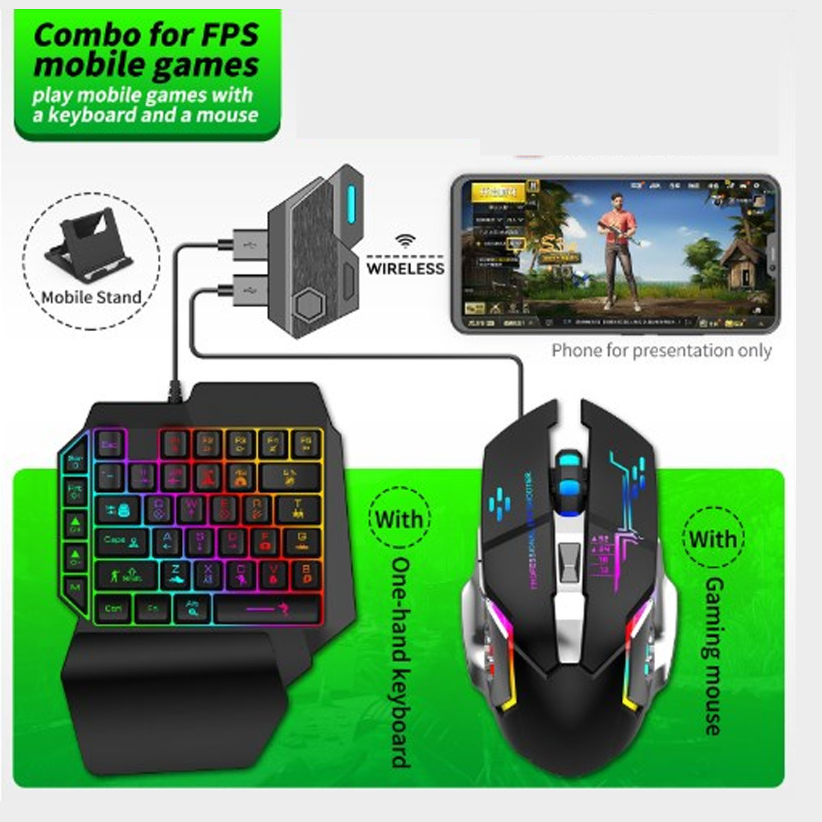 مجموعة محول لوحة مفاتيح وفأرة، - مراجعة Gaming Keyboard Mouse Set وسعره