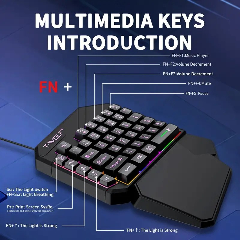 محول ألعاب محمول 2 في 1 من Foc - مراجعة Gaming Keyboard 1 Hand وسعره