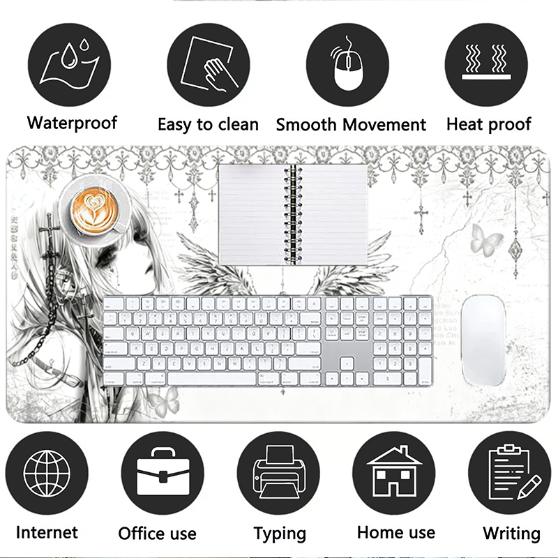 لوحة ماوس جلدية سوداء وبيضاء ب - مراجعة Gaming Keyboard And Mouse Pad وسعره