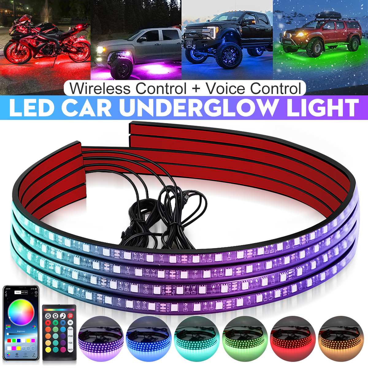 اللاسلكية LED سيارة مرنة Under - مراجعة Rgb Underglow Strip وسعره