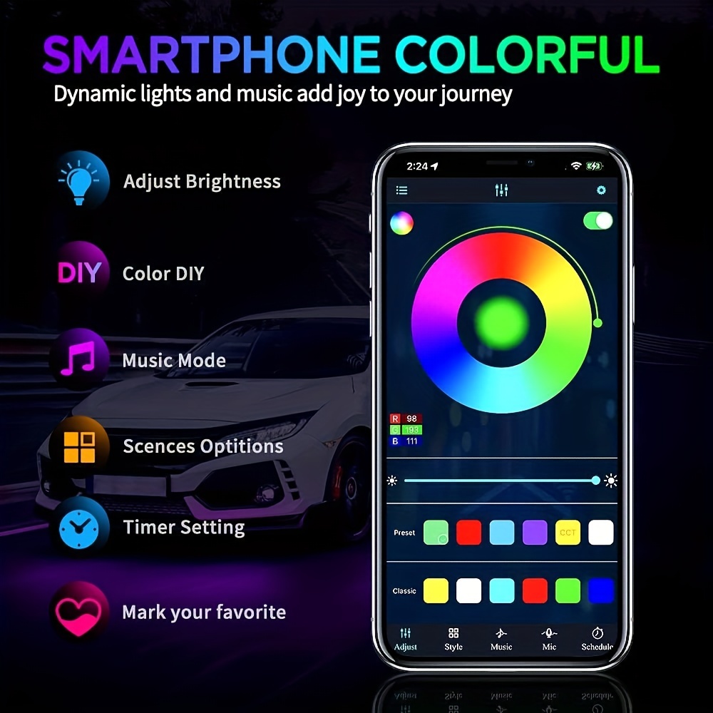 شريط إضاءة LED مرن RGB للسيارة - مراجعة Rgb Underglow Strip وسعره